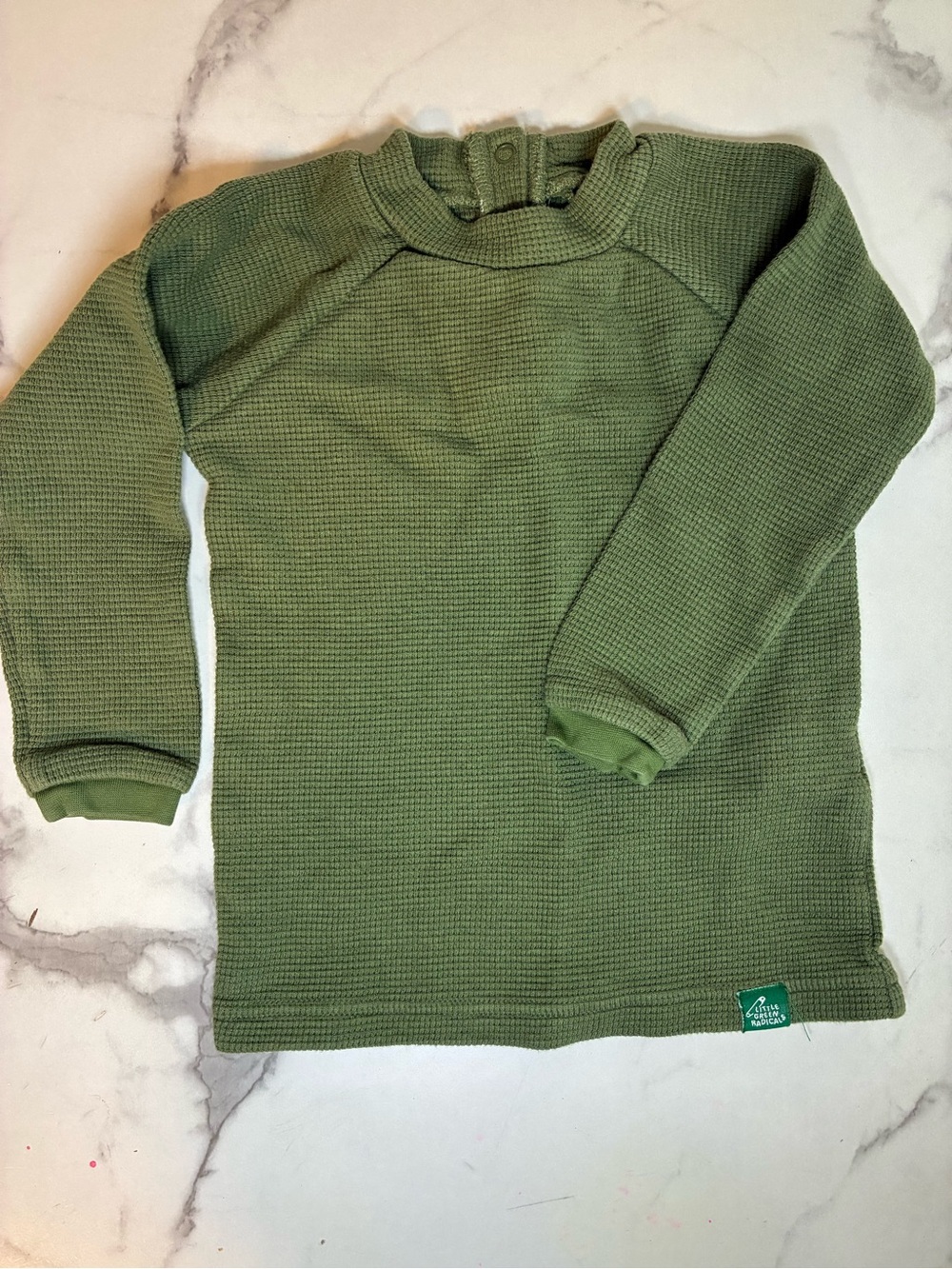 Little Green Radicals Olive Green Waffle Long Sleeve Tee